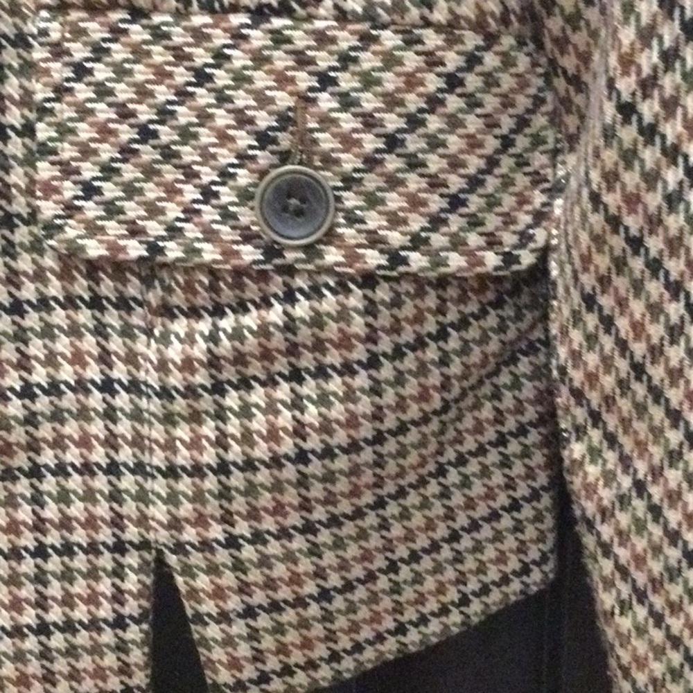 Womens Houndstooth Cropped Button Jacket - Black … - image 2